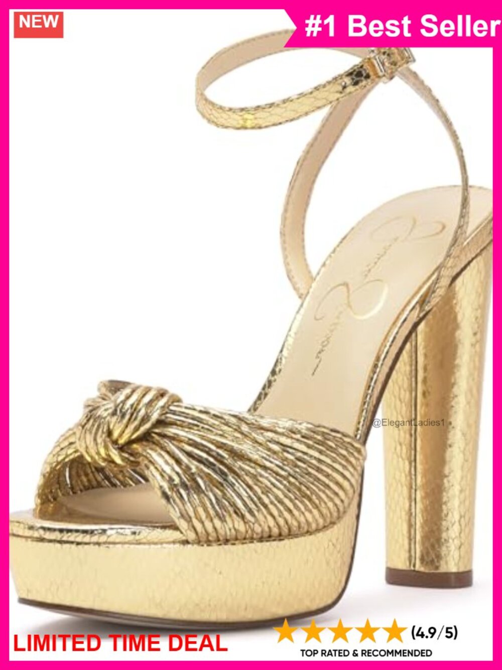 Jessica Simpson Immie Platform Sandal Faux Leather Ankle Strap Women's Heel